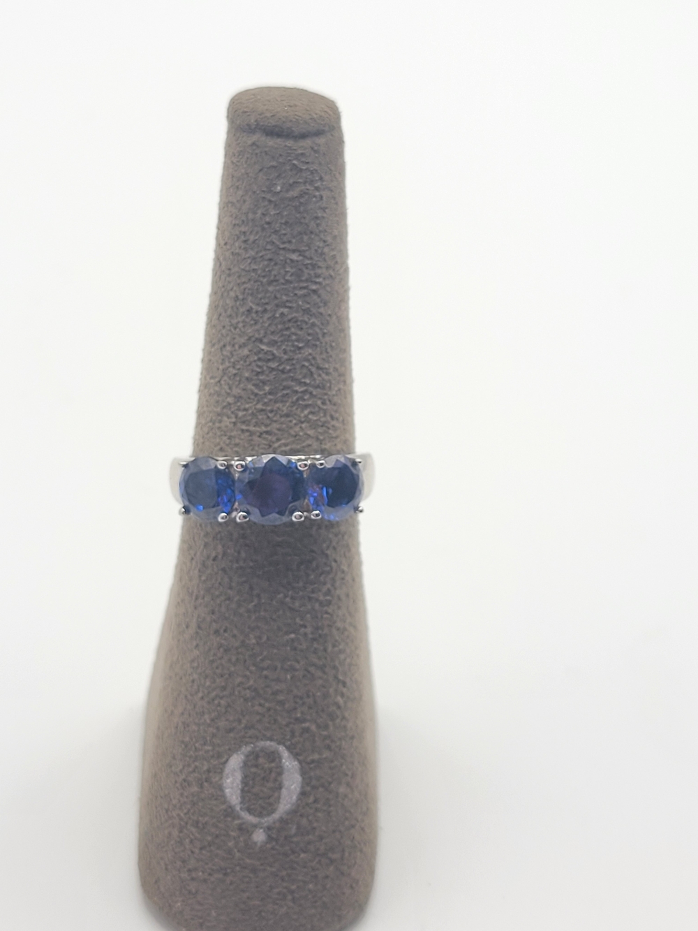 Sterling Silver Lab created Tanzanite 3 stone rings 6.75 - Picture 3 of 8